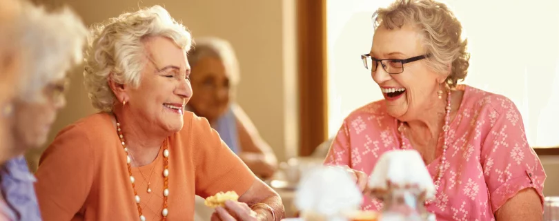 Group of Senior Friends Having Meals together