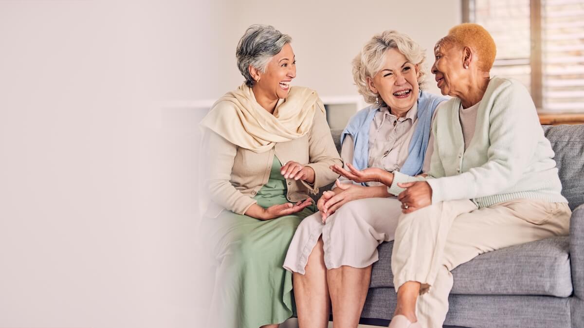 Group of older women talking together