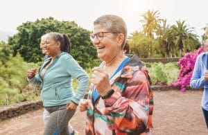 Older adults walking togehter.